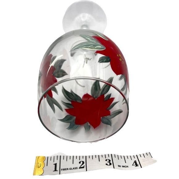 Set of 2 Hand-Painted Poinsettia Water Goblets, 9" Tall x 3.25" wide - Picture 4 of 4